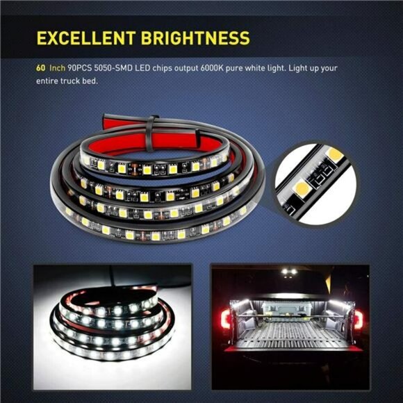 60 Inch LED Truck Bed Lights 2PCS Waterproof Strip Kit for Pickup SUV RV Boat - Picture 5 of 7